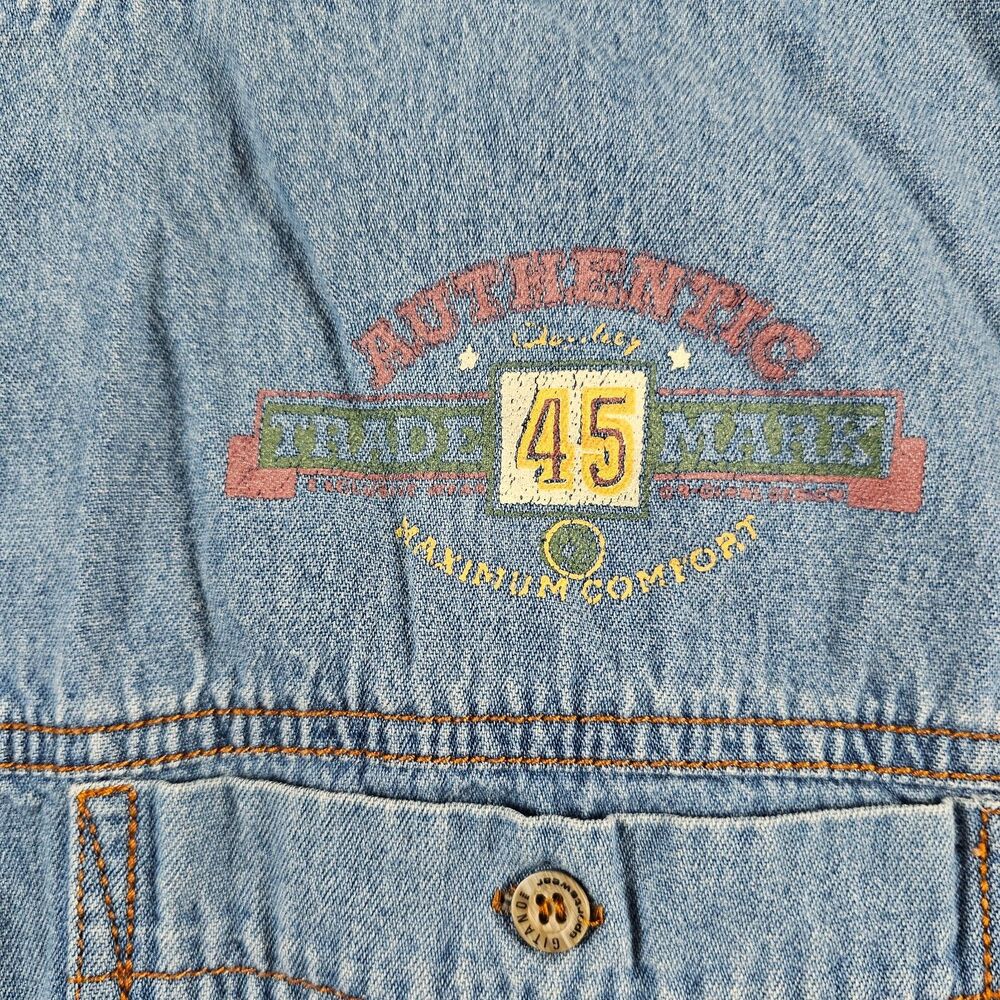 Vintage Gitano Shirt Mens Medium Blue Chambray Buttoned Hooded 80s 90s Western - Picture 3 of 10